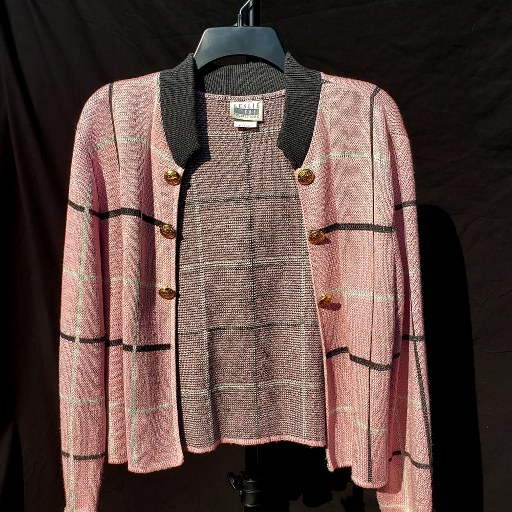 Pink Mod Sweater w/ Large Gold Buttons - M/L